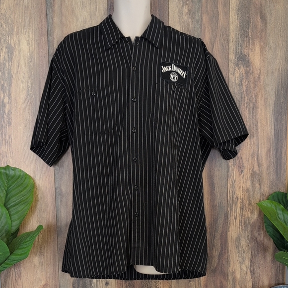 Jack Daniels Old No 7 Black Pinstripe Casual Button Down Shirt 2XL     P350 - Picture 2 of 7